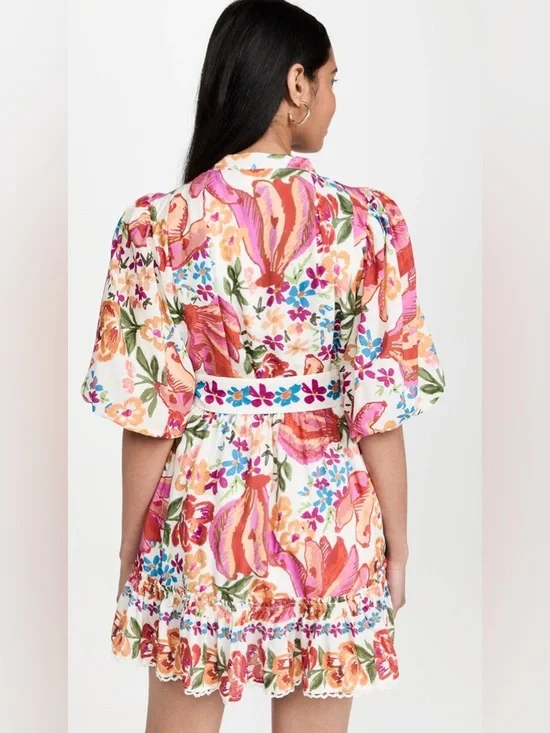 FARM Rio White Spring Bananas Belted Mini Dress - Picture 2 of 10